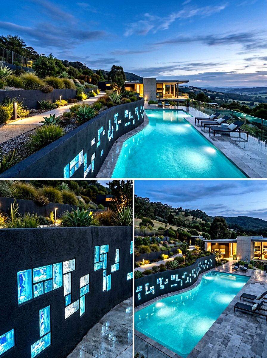 Contemporary Glass Brick Light - 30 retaining wall lighting ideas