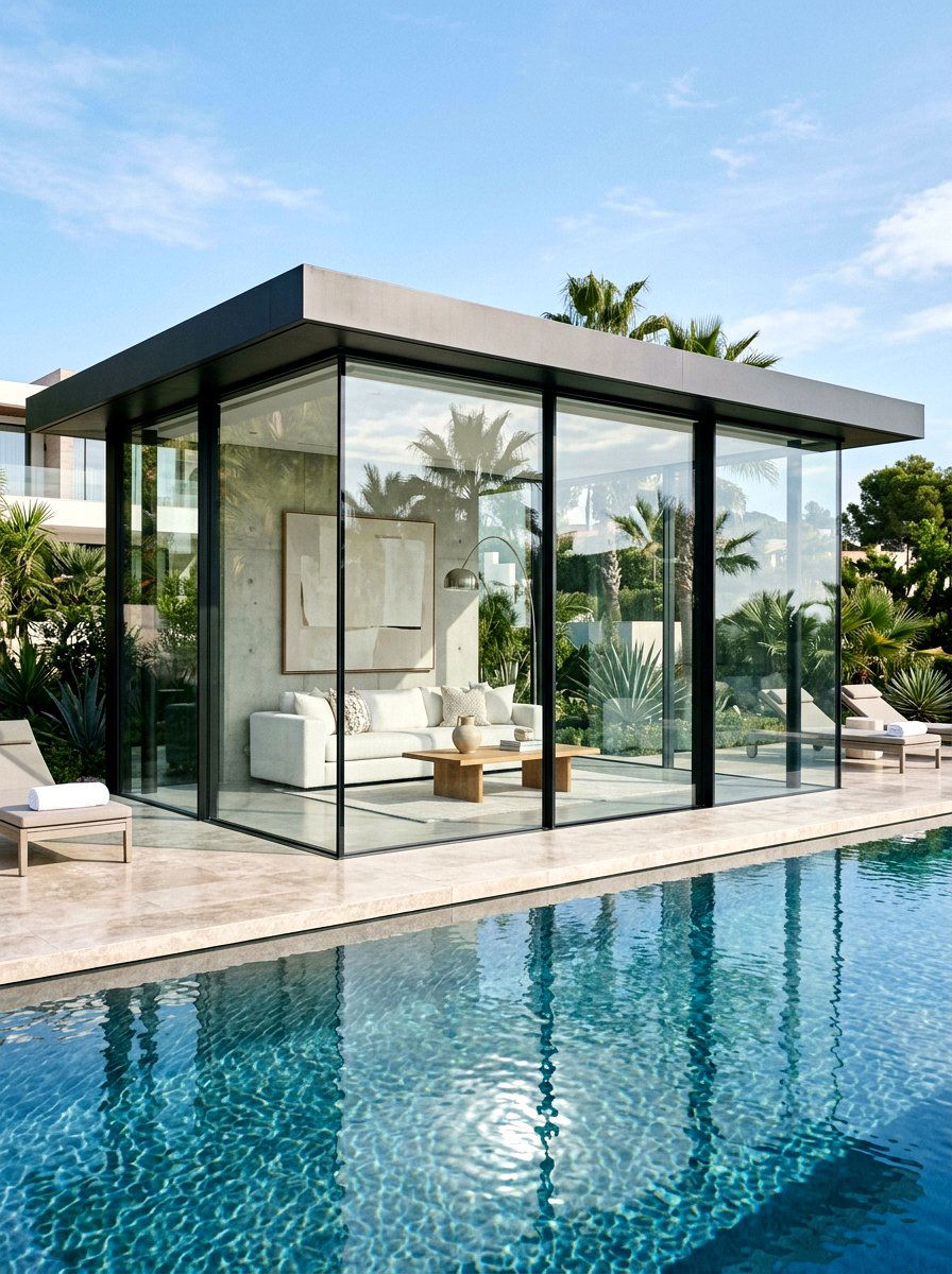 Contemporary Glass Cabana - 30 pool cabana ideas