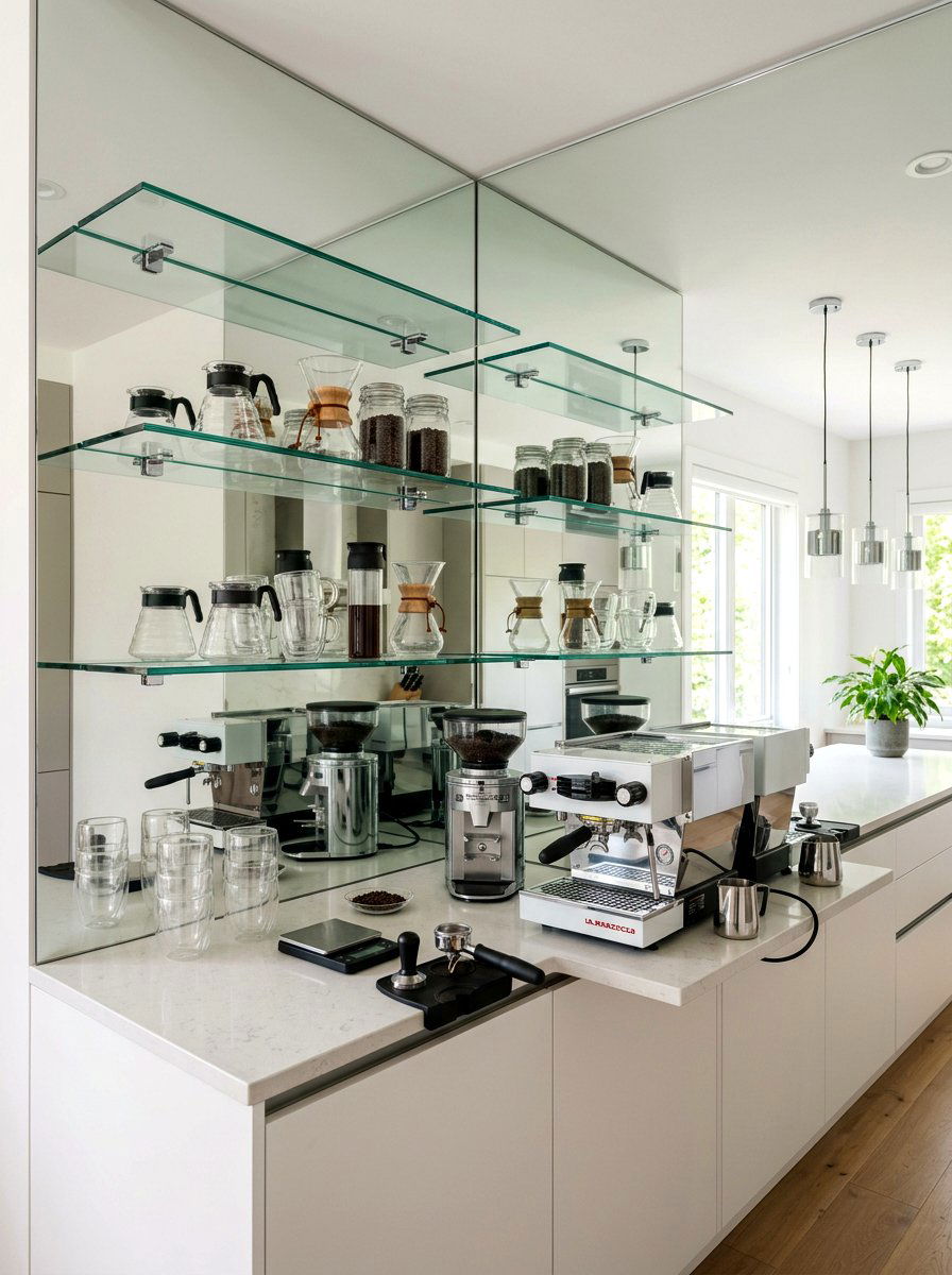Contemporary Glass Coffee Corner - 30 coffeehouse kitchen corner ideas