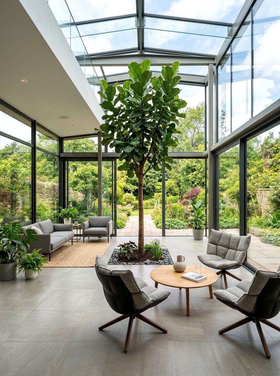 Contemporary Glass Enclosed Patio - 30 courtyard style backyard ideas