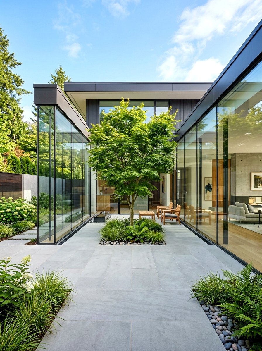 Contemporary Glass Enclosure - 30 cloister garden ideas