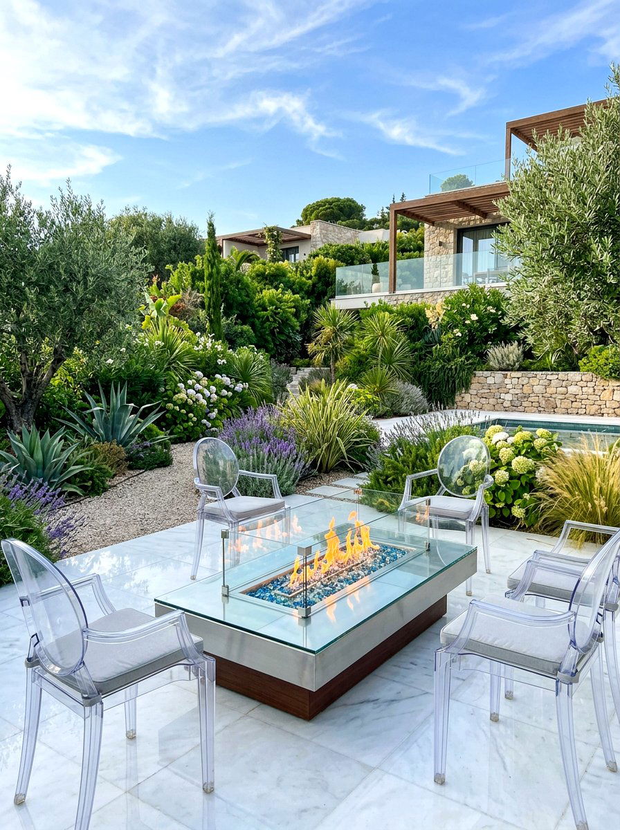 Contemporary Glass Fire Pit With Chairs - 30 fire pit seating ideas