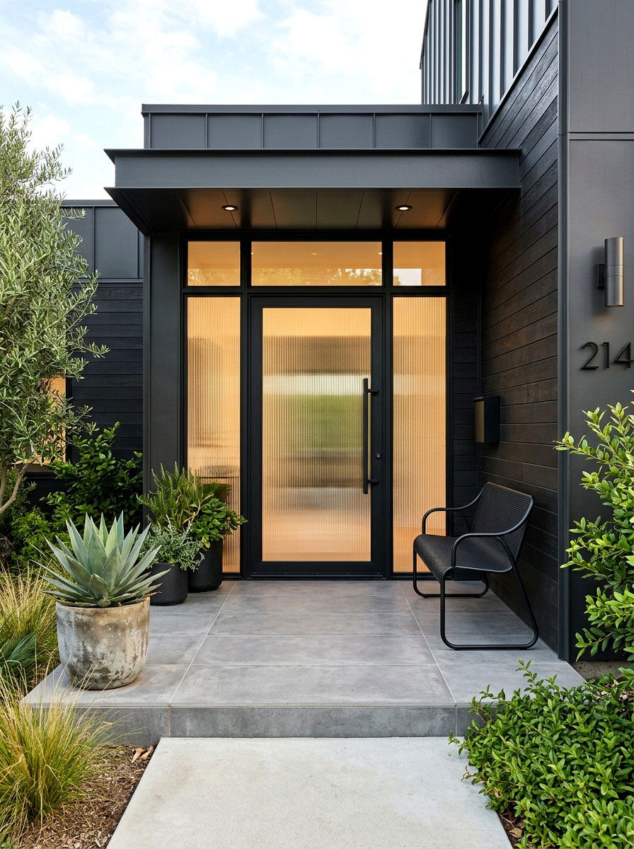 Contemporary Glass Front Door - 30 porch entry ideas