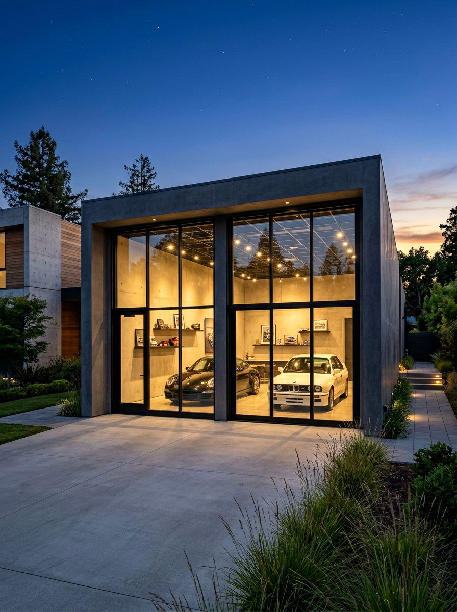 Contemporary Glass Garage - 30 detached garage exterior ideas