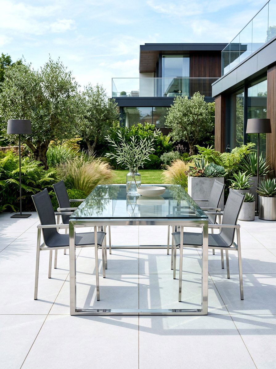 Contemporary Glass Garden Table - 30 garden dinner table ideas