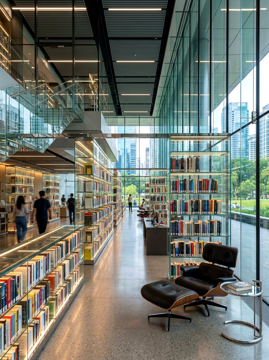 Contemporary Glass Library - 30 reading room ideas