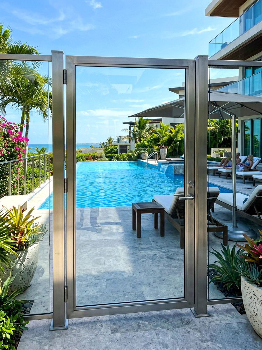 Contemporary Glass Panel Gate - 30 fence gate ideas