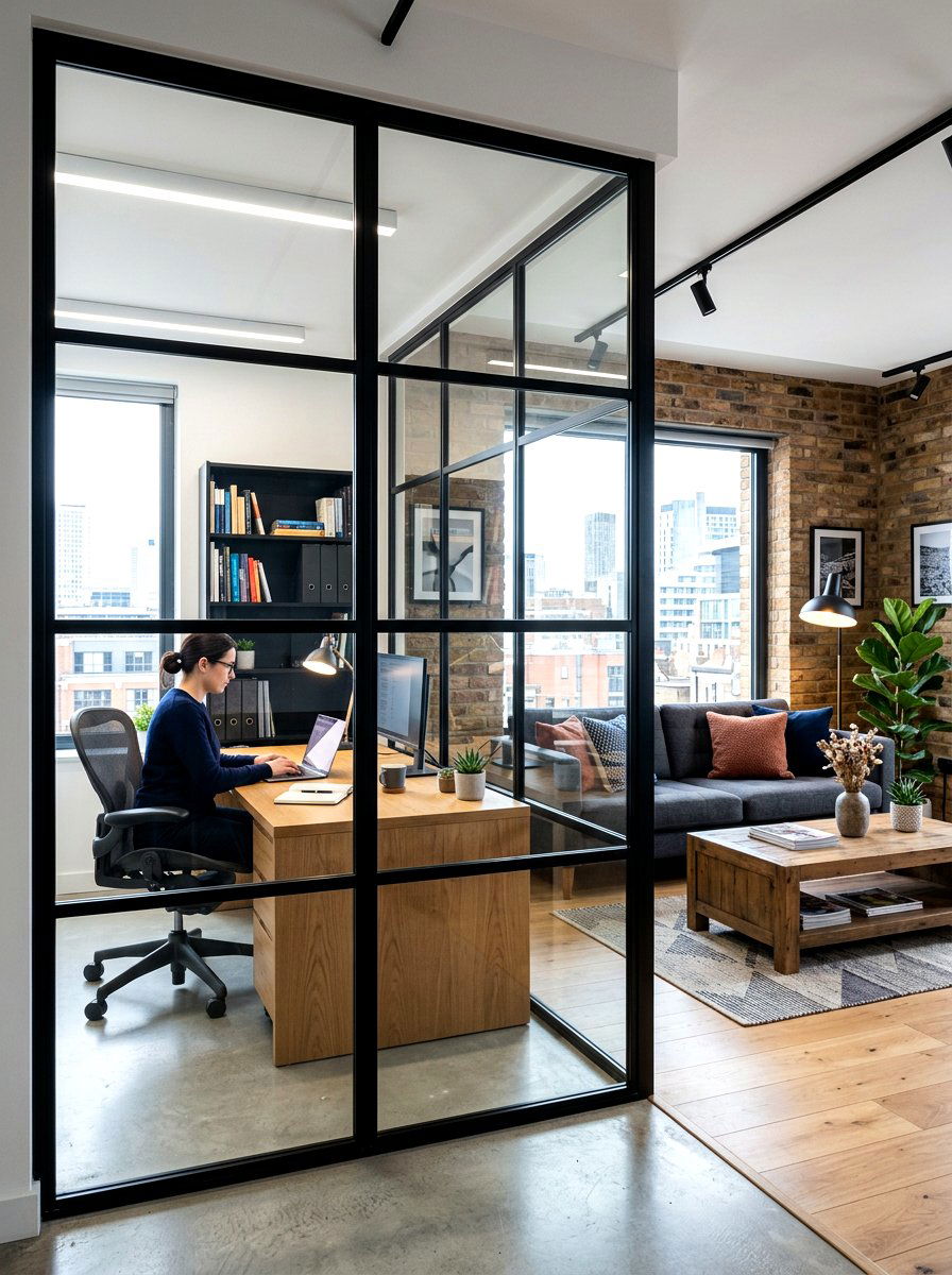 Contemporary Glass Partition - 30 zoom background office ideas