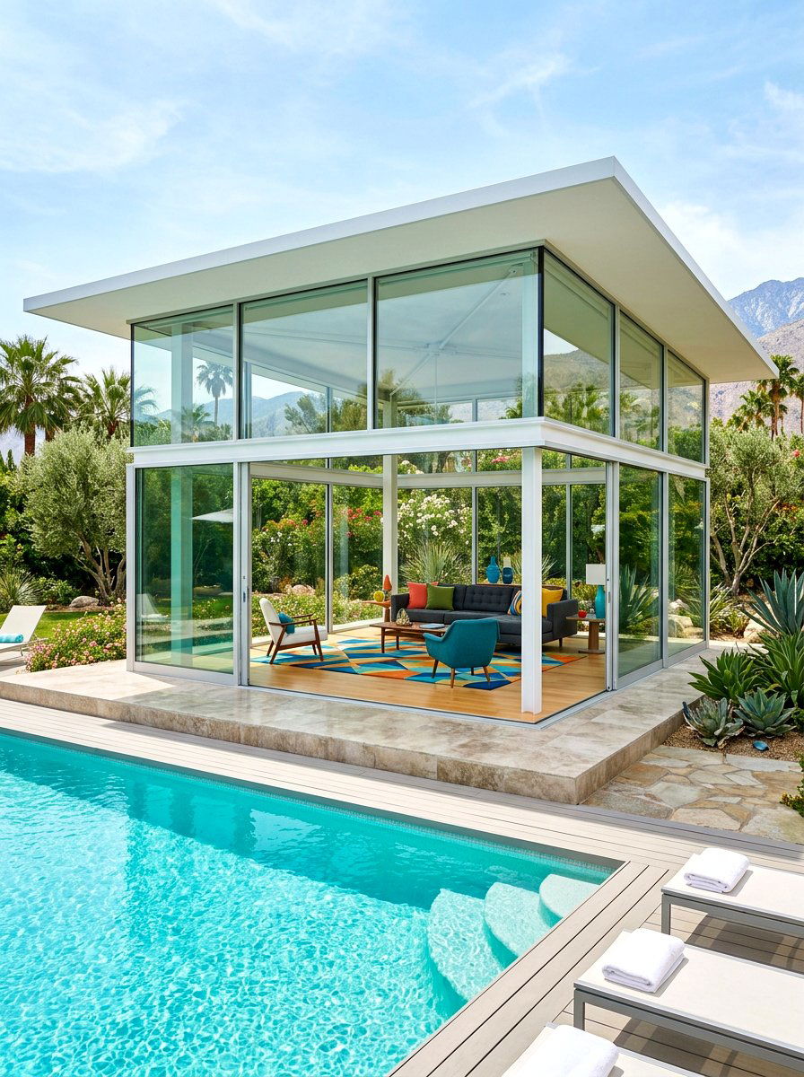 Contemporary Glass Pavilion - 30 pool pavilion ideas