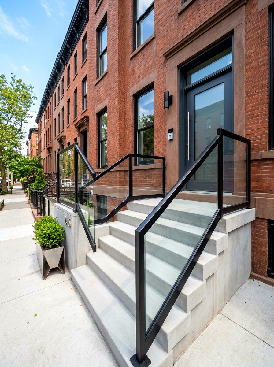 Contemporary Glass Railing Stoop - 30 brownstone stoop ideas