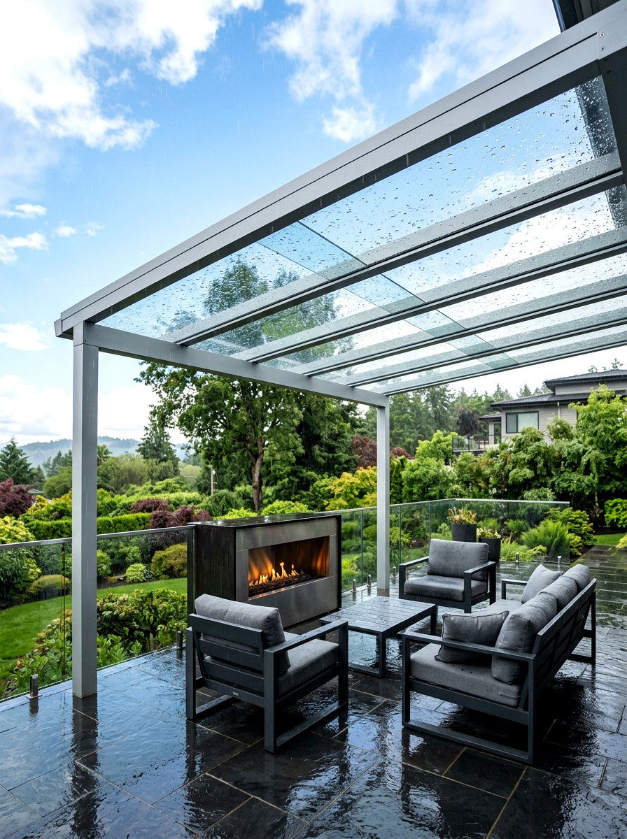 Contemporary Glass Roof Pergola - 30 freestanding pergola ideas
