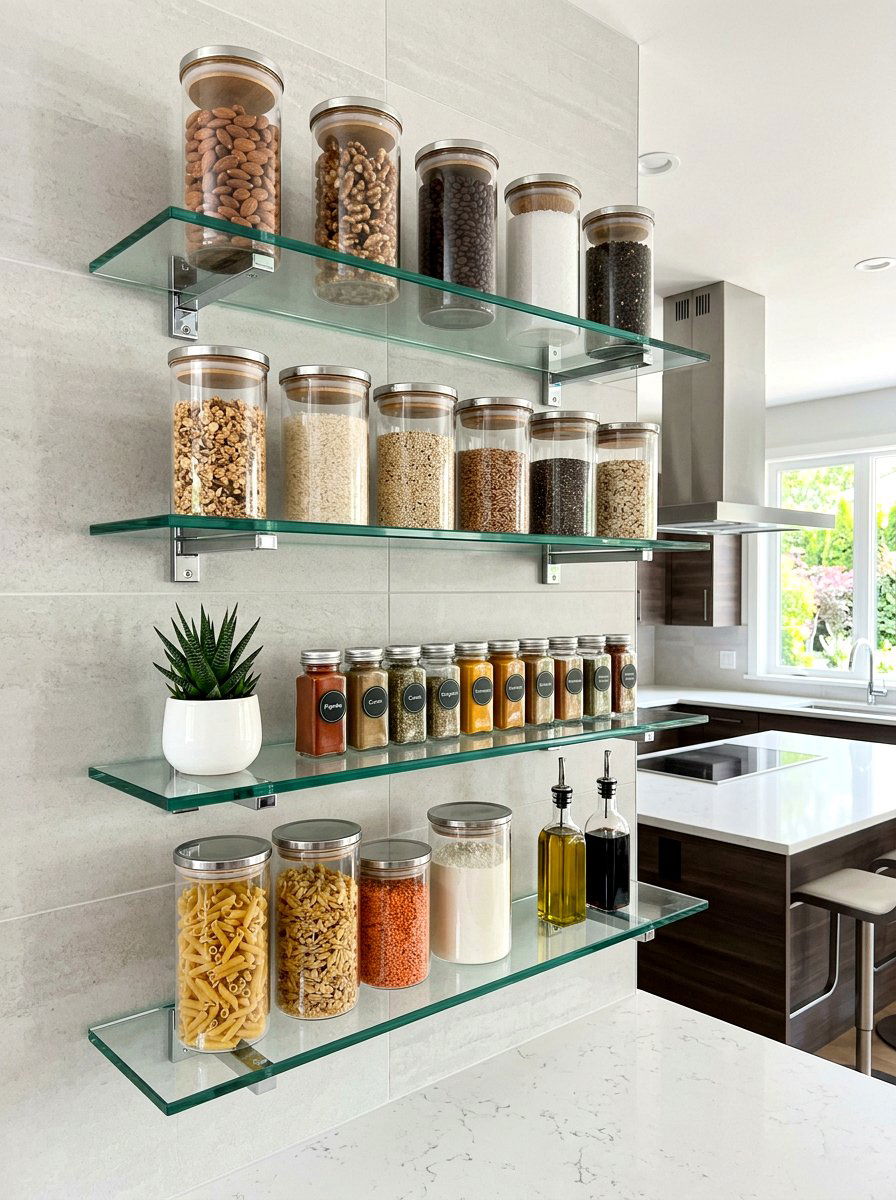 Contemporary Glass Shelf - 30 tea shelf styling ideas
