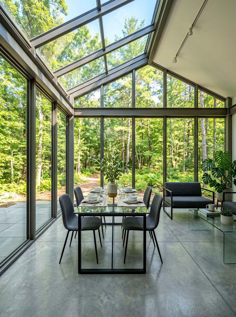 Contemporary Glass Solarium - 30 at home cafe dining ideas
