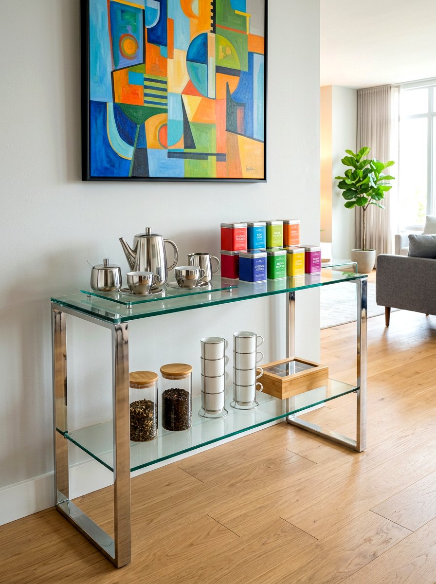Contemporary Glass Tea Station - 30 tea nook ideas