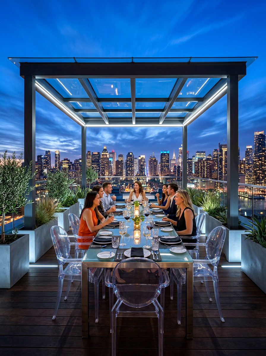 Contemporary Glass Terrace - 30 terrace dining ideas