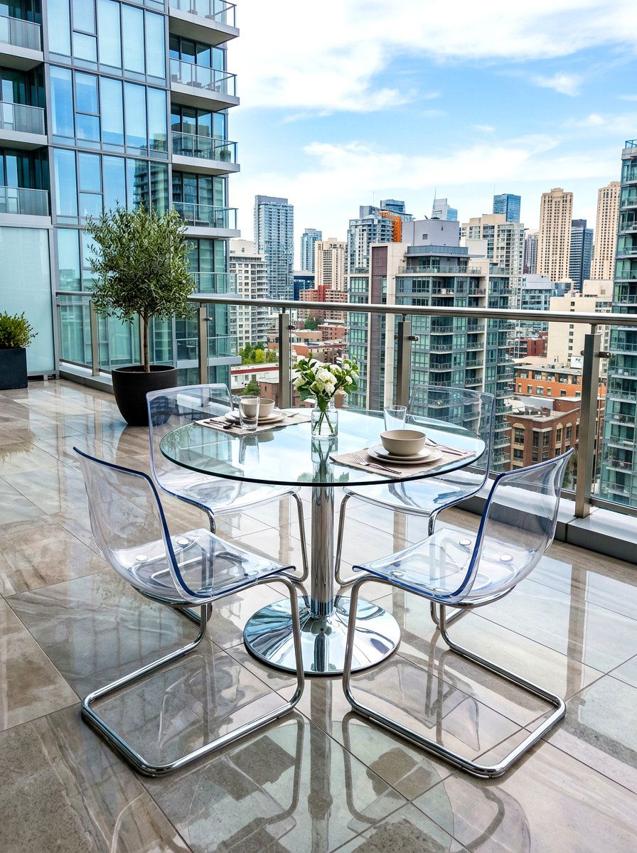 Contemporary Glass Top Table - 30 patio cafe corner ideas