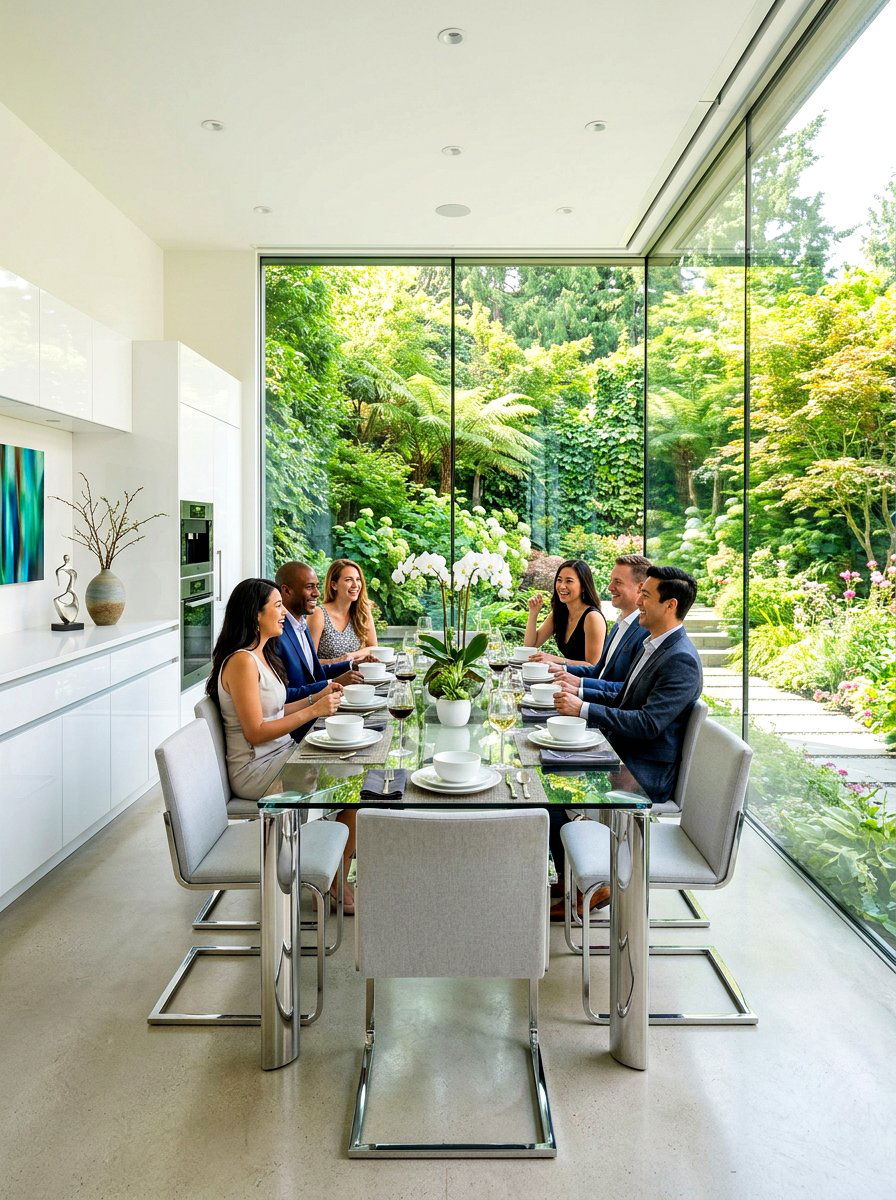 Contemporary Glass Wall Dining - 30 open plan dining room ideas