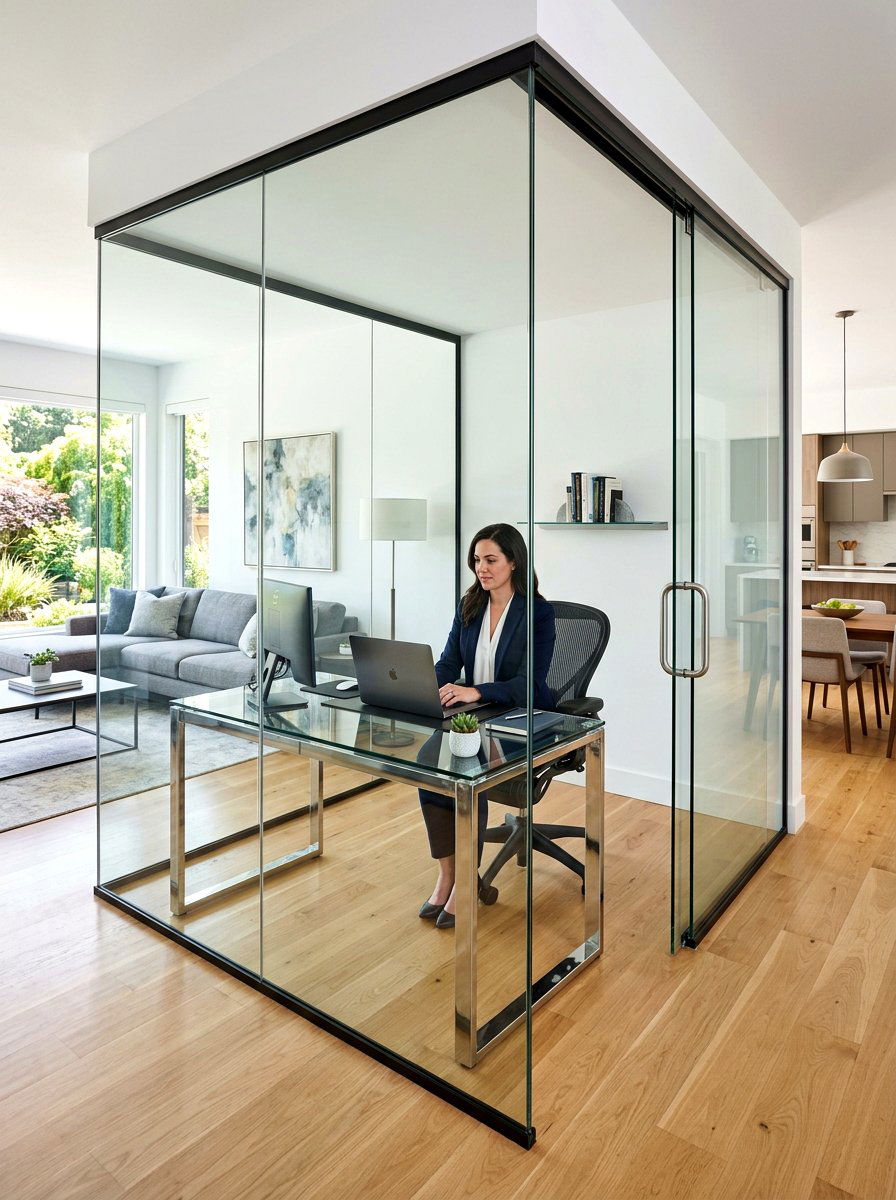 Contemporary Glass Wall Office - 30 executive home office ideas