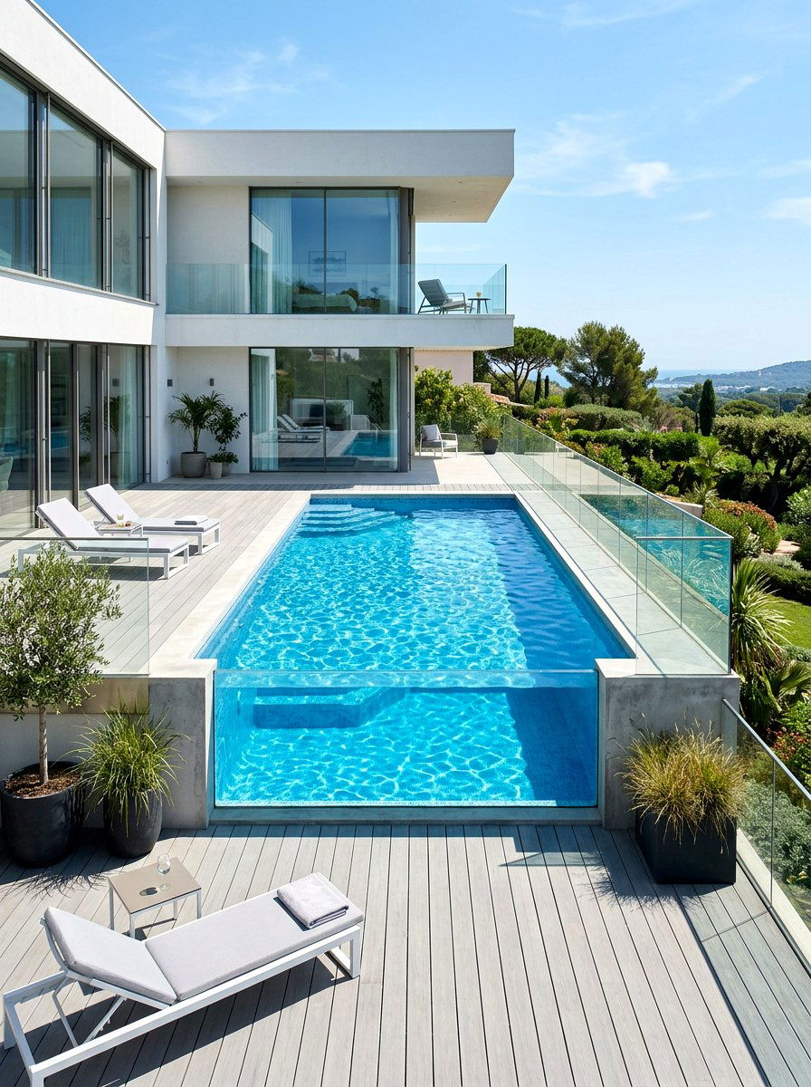 Contemporary Glass Wall Pool - 30 narrow pool ideas
