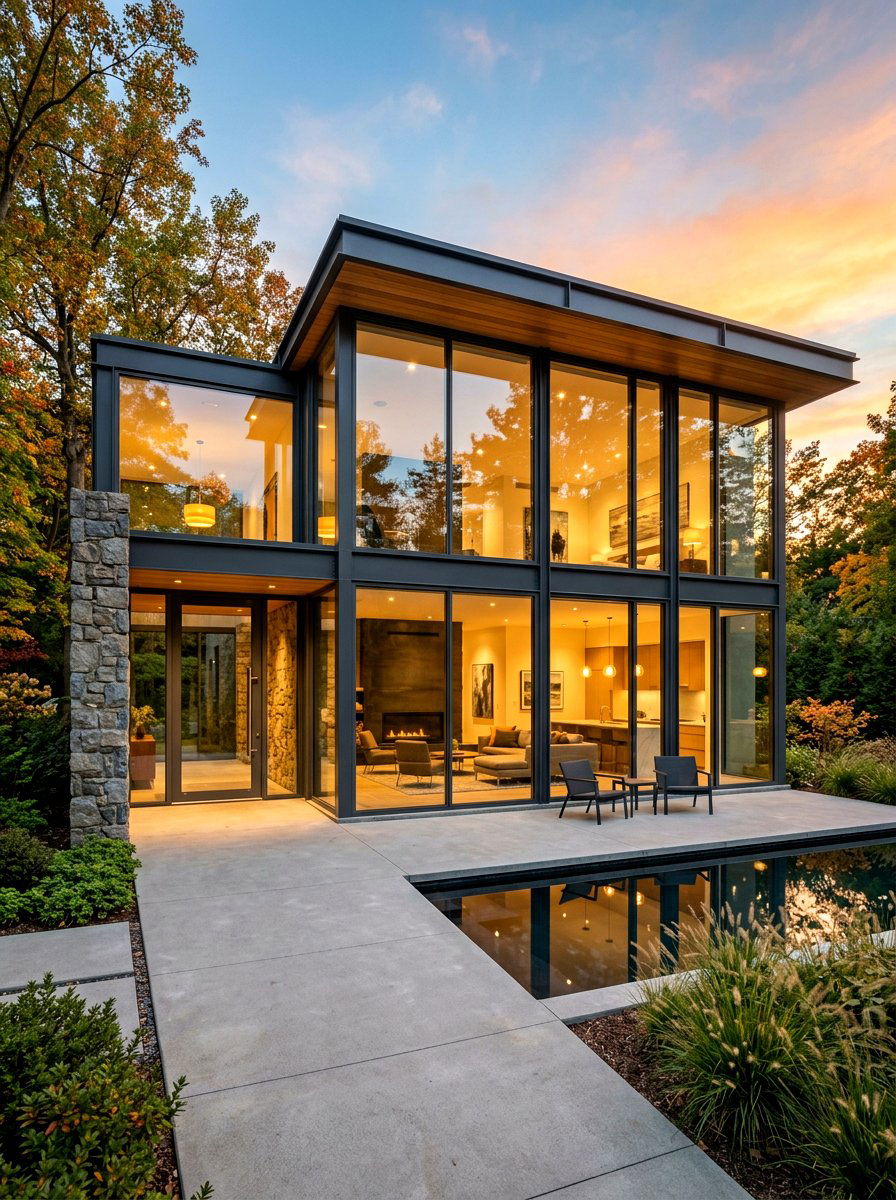 Contemporary Glass Wall - 30 house facade ideas