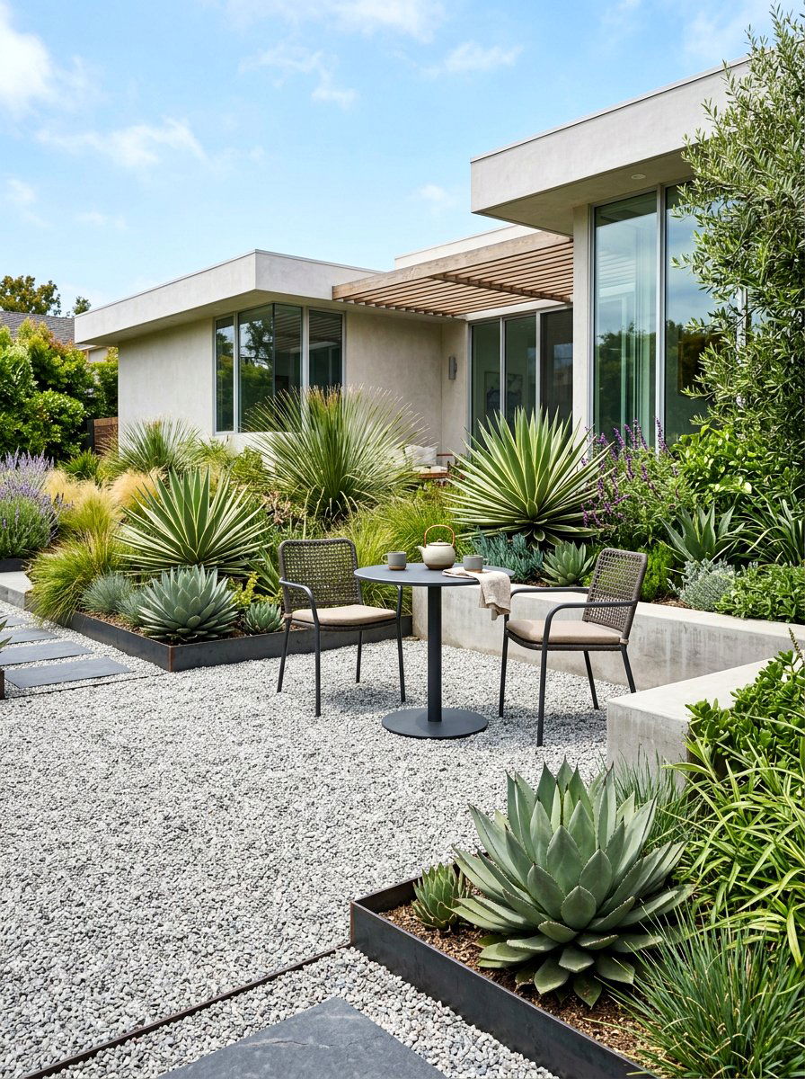 Contemporary Gravel Tea Space - 30 tea garden corner ideas