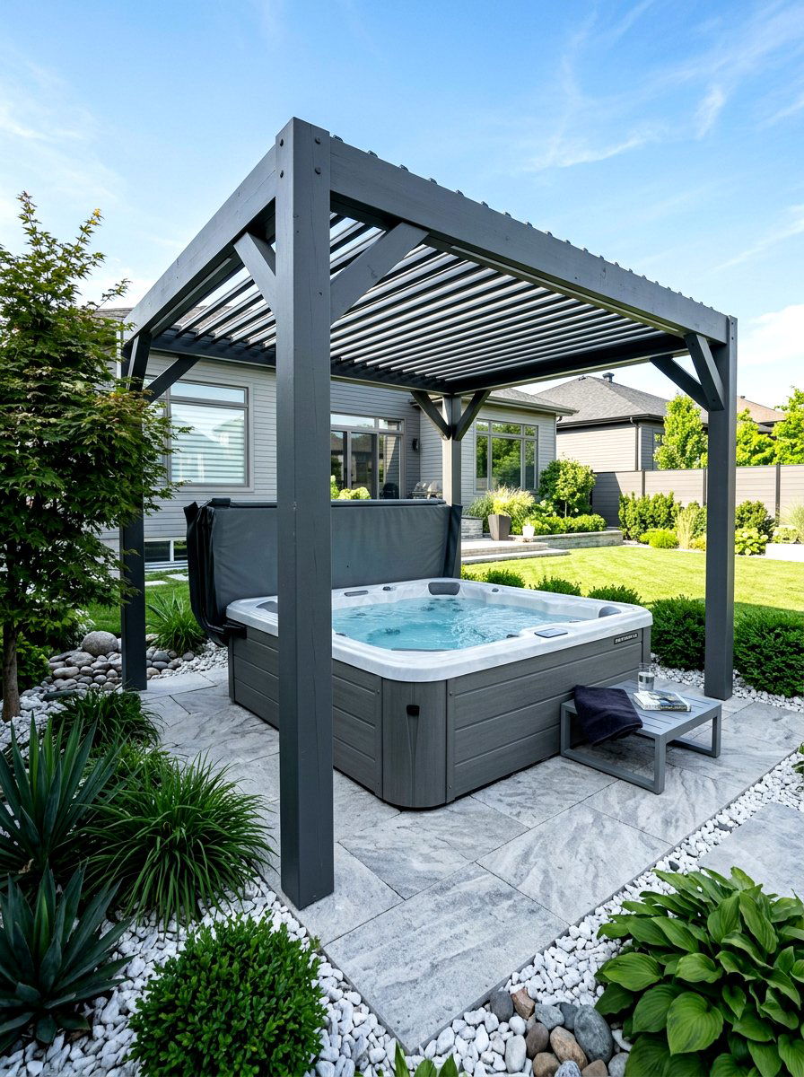 Contemporary Grey Hot Tub Pergola - 30 pergola over hot tub ideas