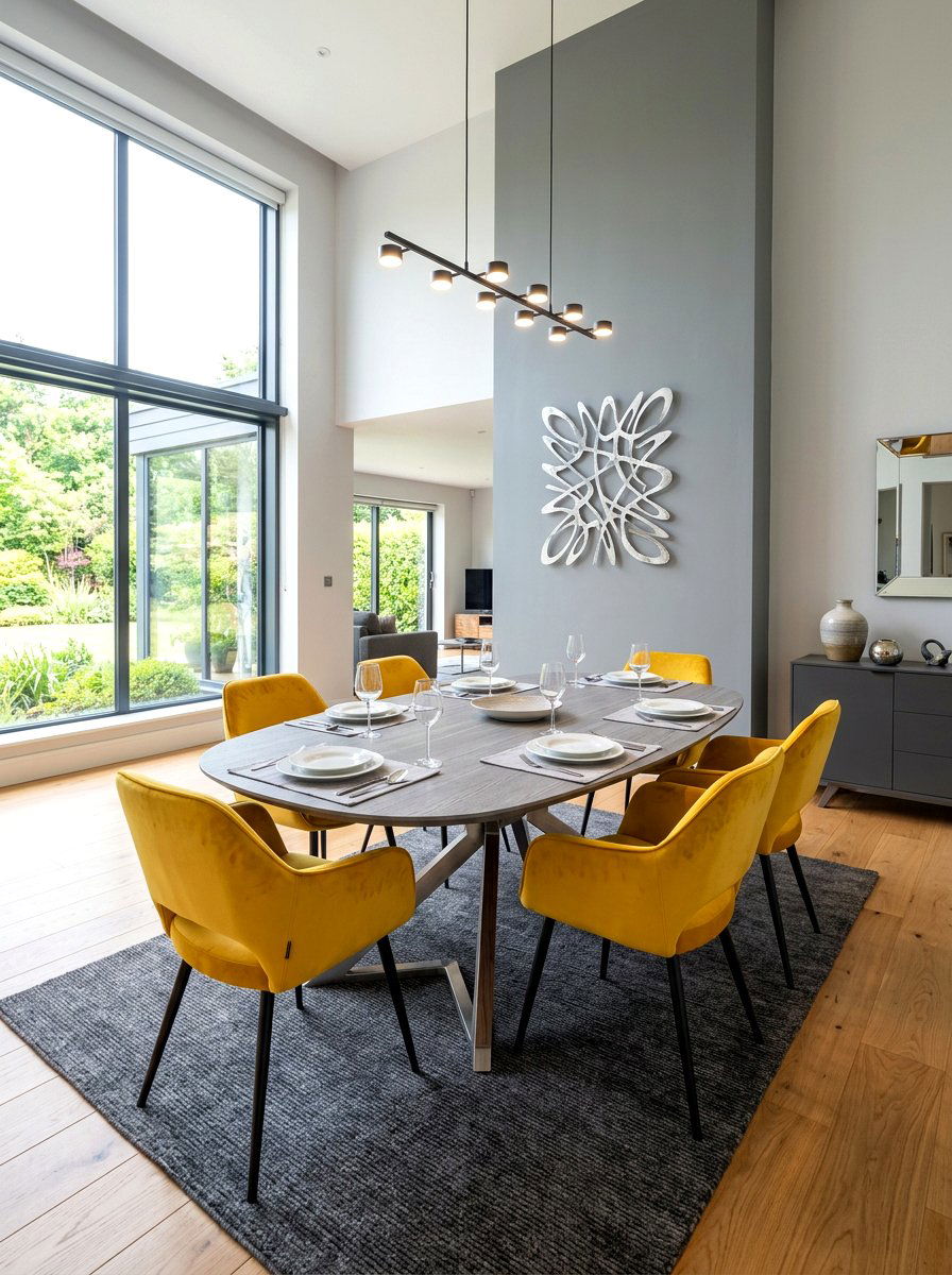 Contemporary Grey Oval Dining Table - 30 oval dining table ideas