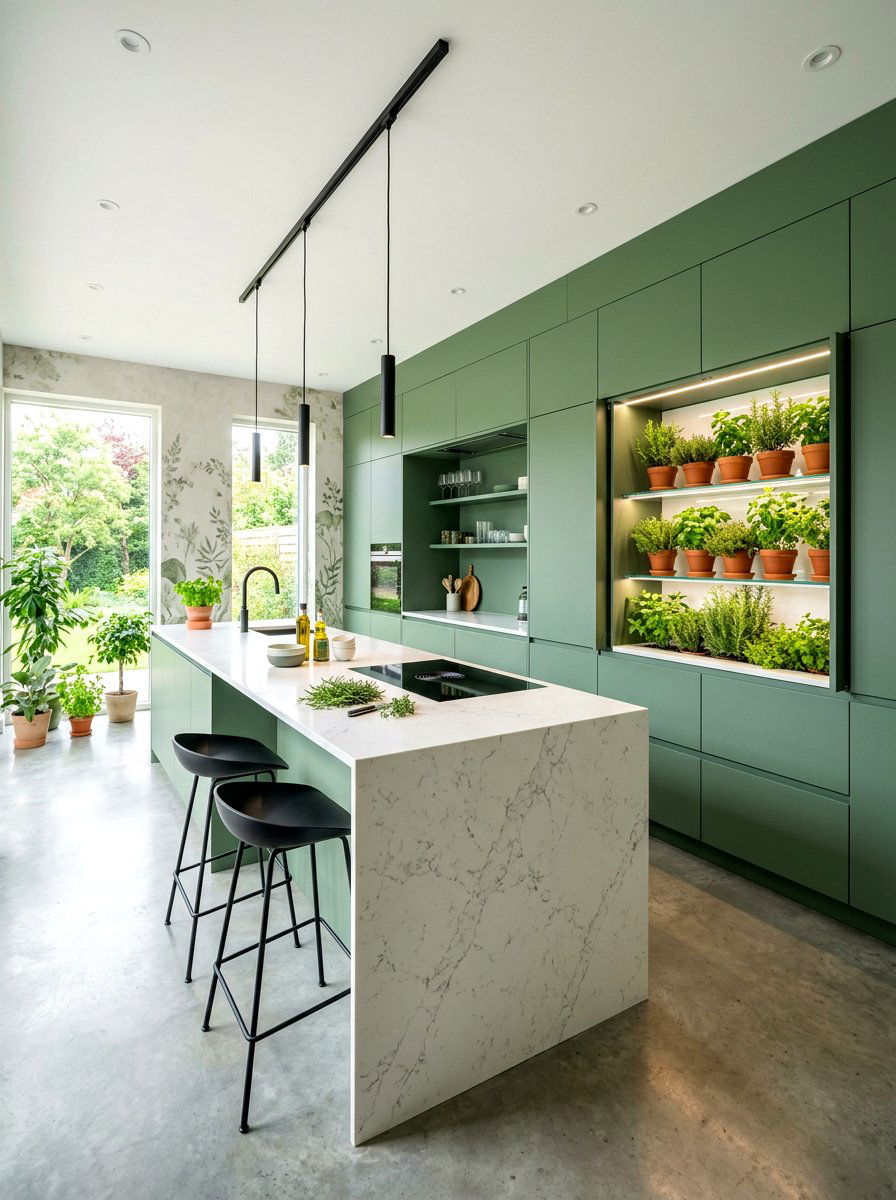 Contemporary Herb Kitchen - 30 botanical drench room ideas