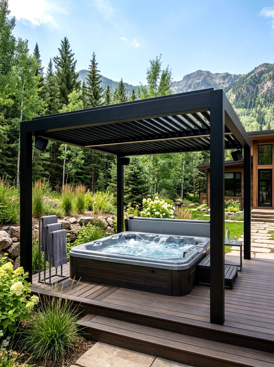 Contemporary Hot Tub Gazebo - 30 spa backyard ideas