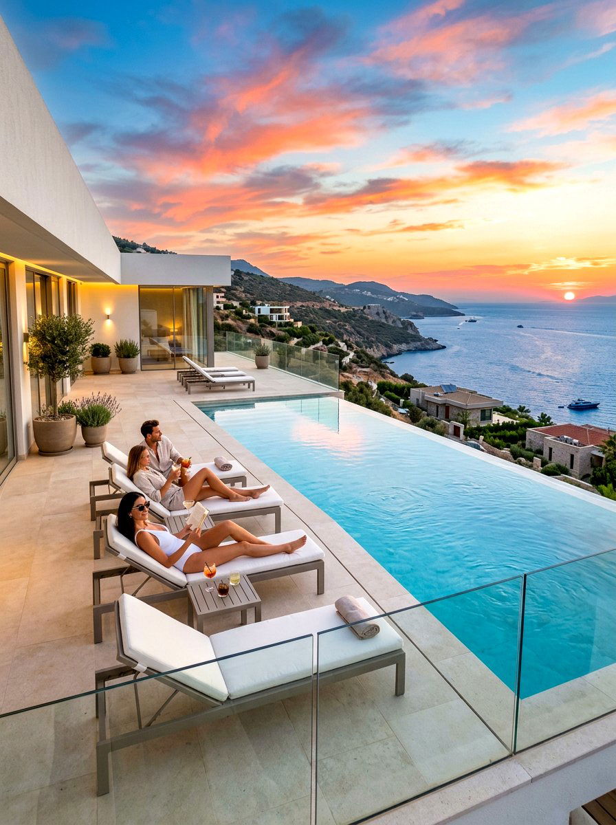 Contemporary Infinity Pool Deck - 30 villa patio styling ideas