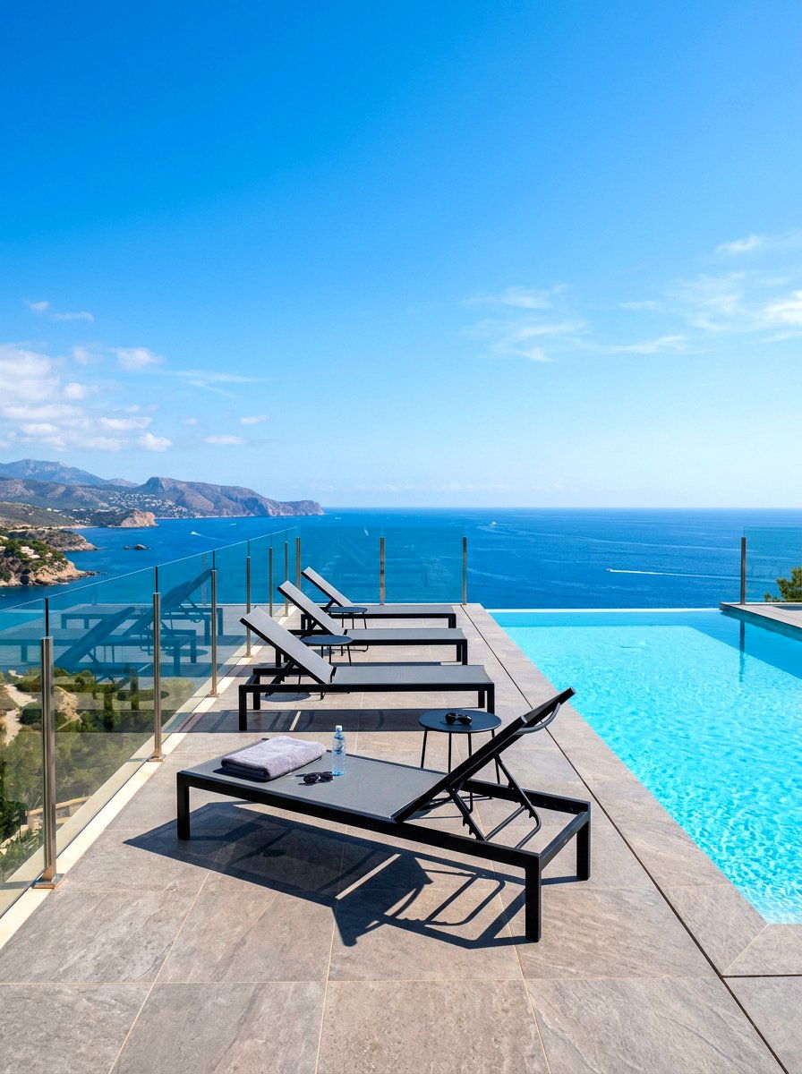 Contemporary Infinity Pool Deck - 30 resort patio lounge ideas