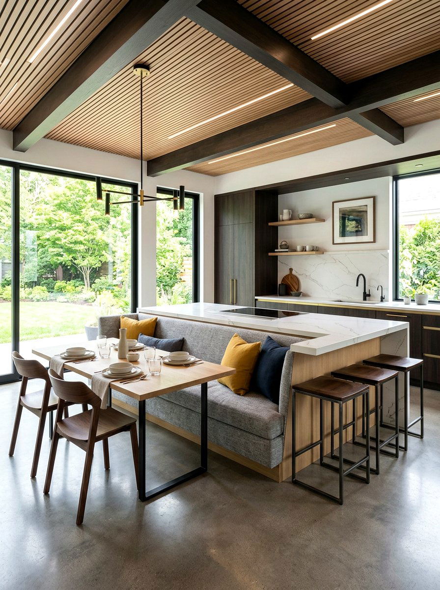 Contemporary Island Banquette Combo - 30 banquette kitchen island ideas
