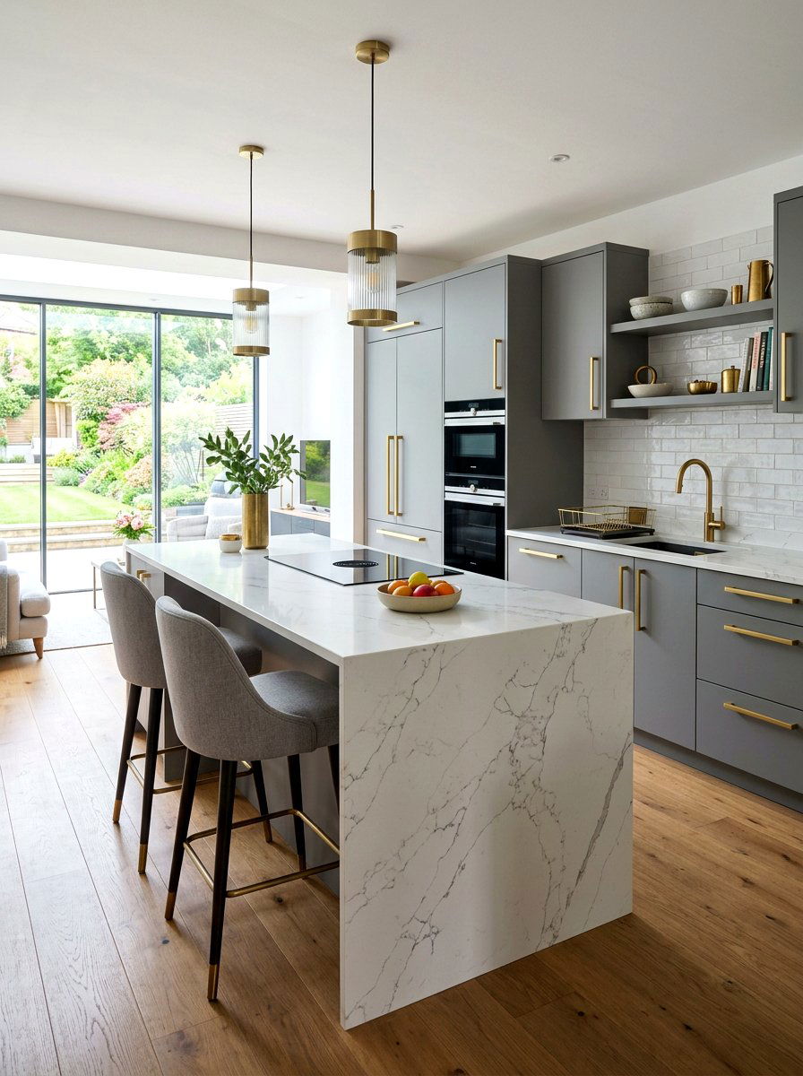Contemporary Kitchen Brushed Brass - 30 brass kitchen hardware ideas