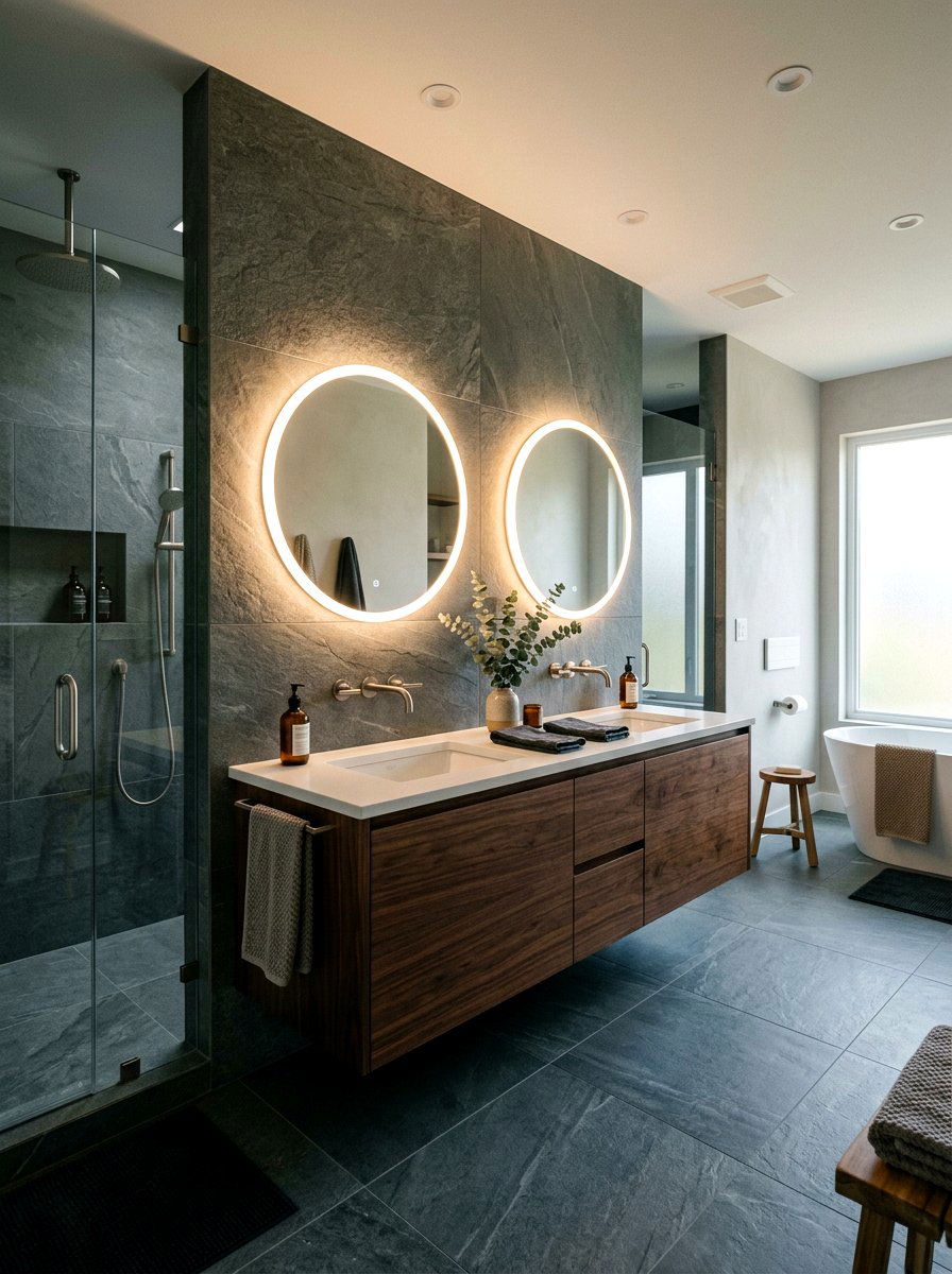 Contemporary LED Backlit Mirror - 30 bathroom lighting ideas