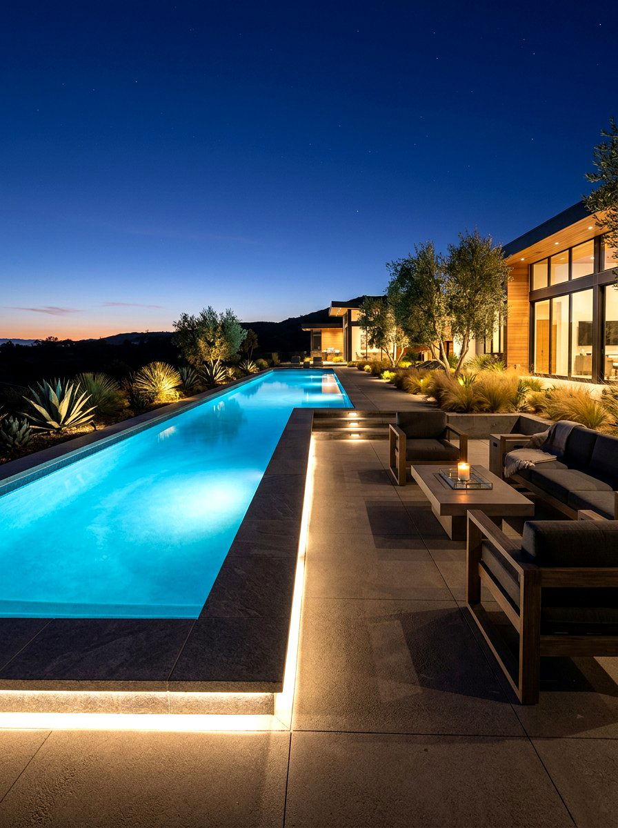 Contemporary Lap Pool Lighting - 30 lap pool backyard ideas