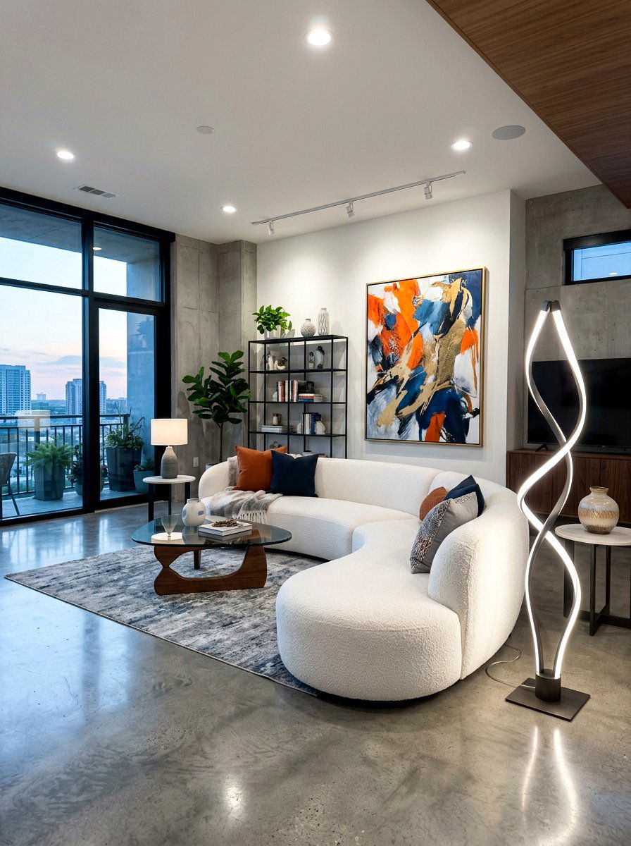 Contemporary Living Room Lighting - 30 lamp lit living room ideas