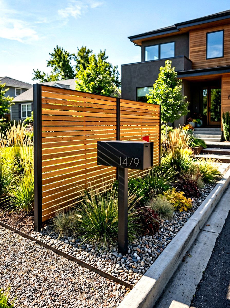 Contemporary Mailbox With Privacy Screen - 30 mailbox curb appeal ideas
