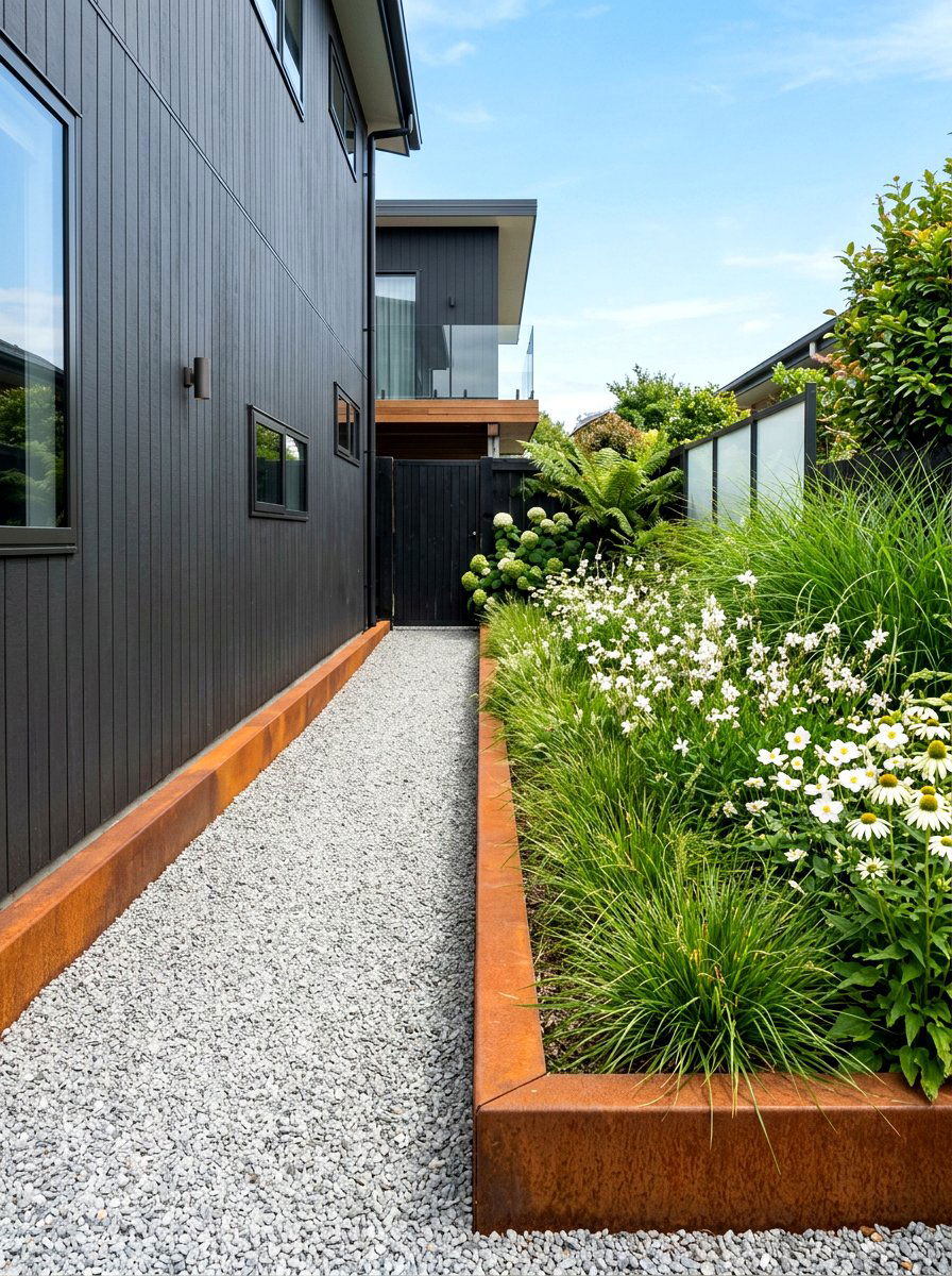 Contemporary Metal Edging - 30 side yard flower bed ideas