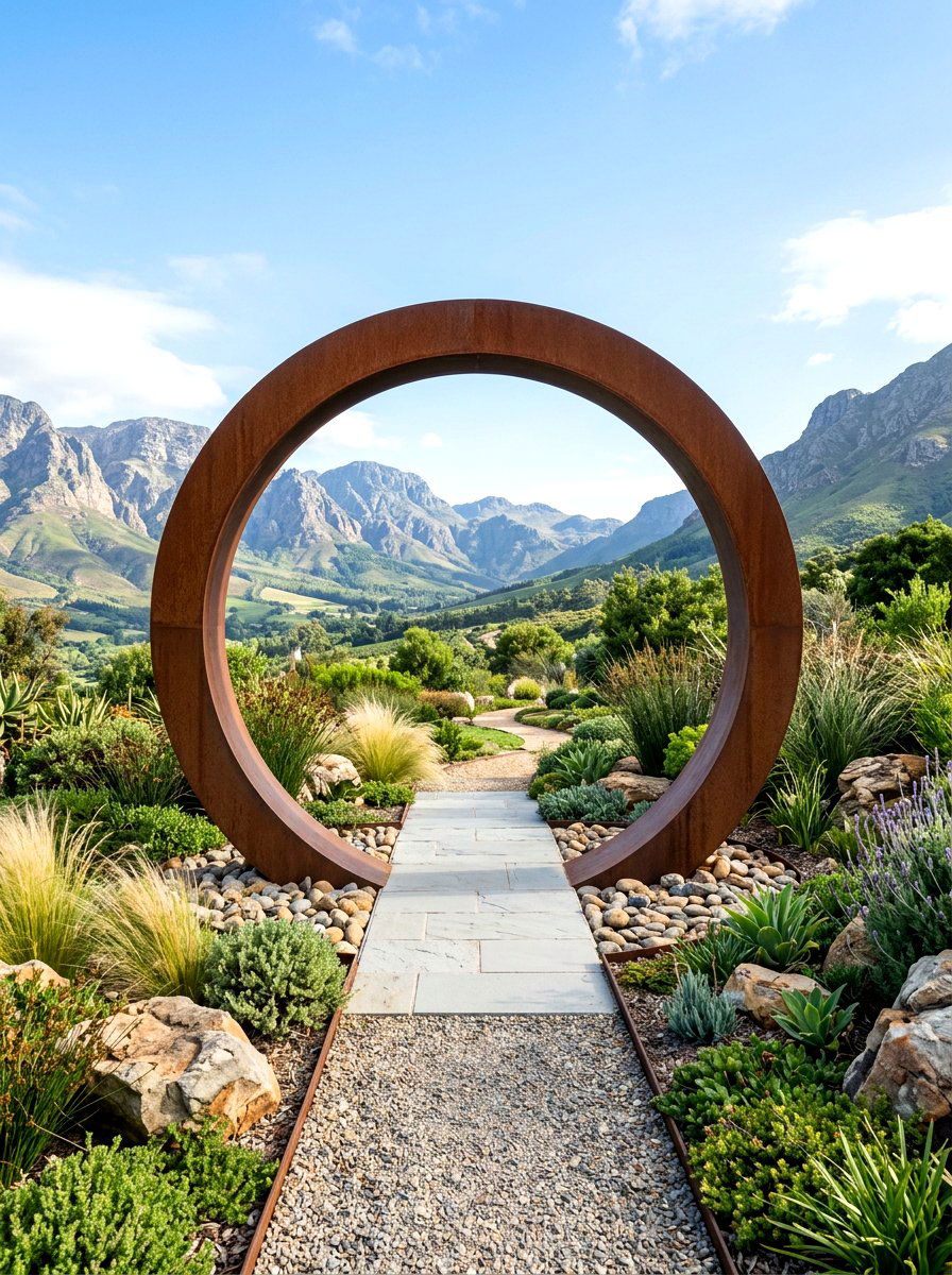 Contemporary Moon Gate - 30 arbor walkway ideas