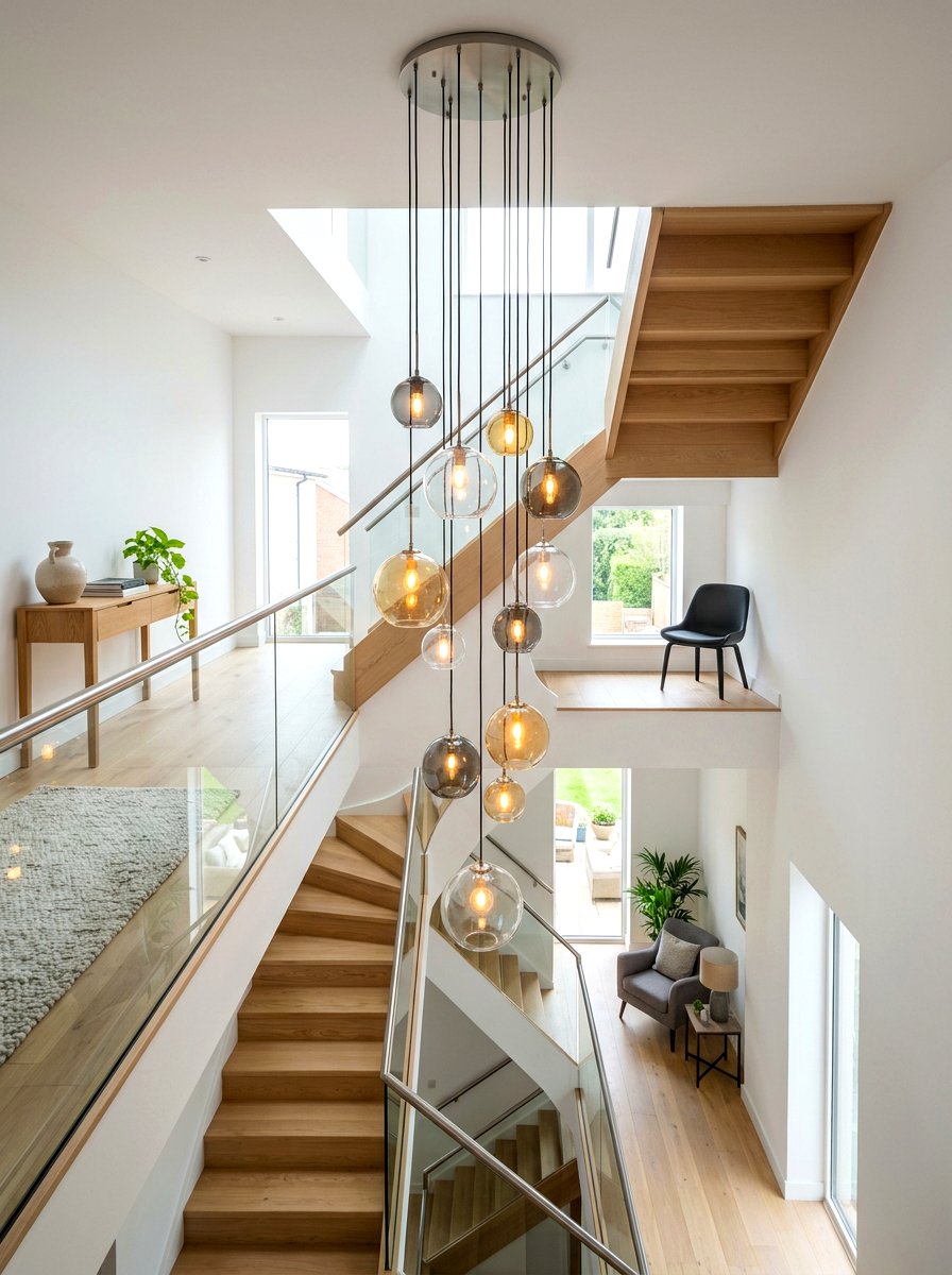 Contemporary Multi Pendant Light - 30 staircase lighting ideas