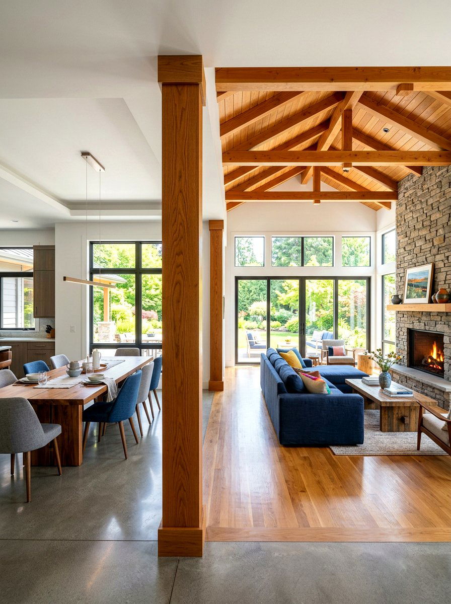 Contemporary Open Layout With Columns - 30 open floor plan ideas