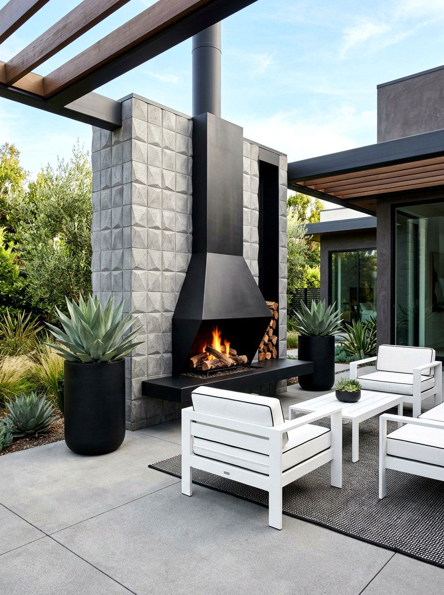Contemporary Patio Fireplace - 30 covered patio fireplace ideas