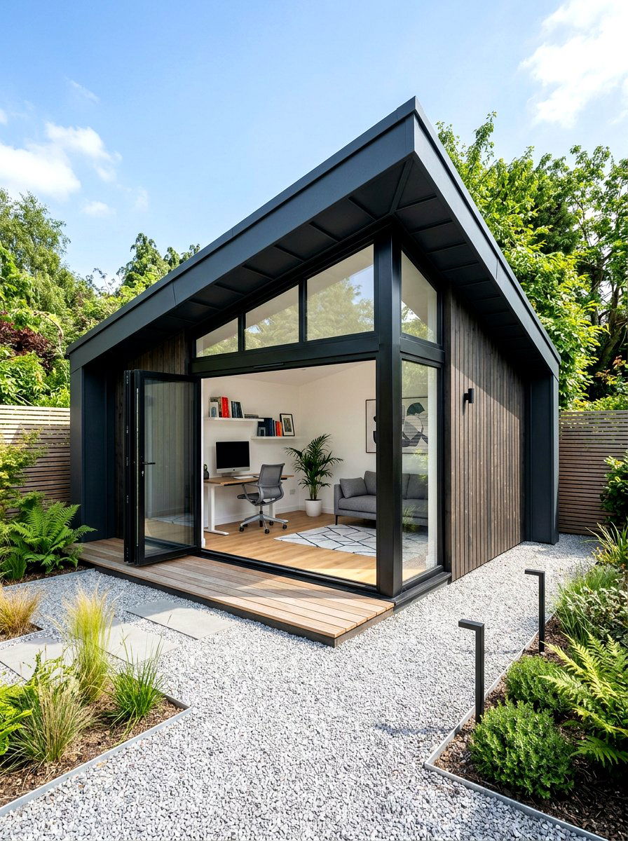 Contemporary Pent Roof Shed - 30 backyard workshop shed ideas