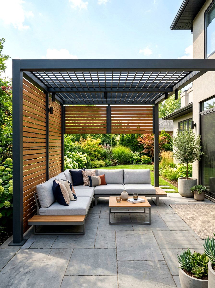 Contemporary Pergola With Screen - 30 garden pergola ideas