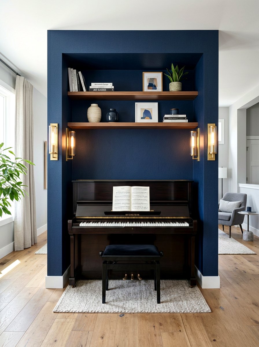 Contemporary Piano Alcove - 30 piano room ideas