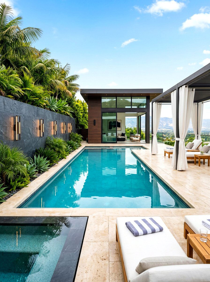 Contemporary Pool Wall Sconces - 30 pool lighting ideas