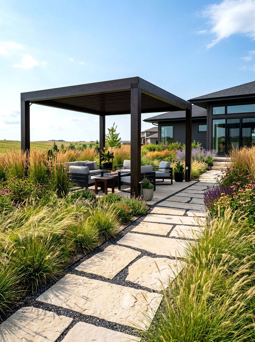 Contemporary Prairie Hardscape - 30 prairie style garden ideas