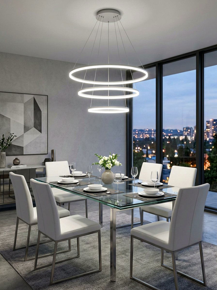 Contemporary Ring LED Dining Room - 30 sculptural lighting dining room ideas