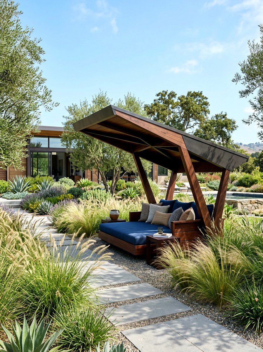 Contemporary Roofed Daybed - 30 cabana bed patio ideas