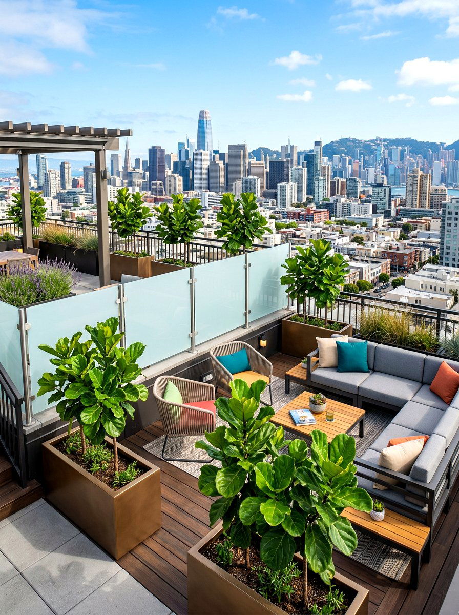 Contemporary Rooftop Fig Tree - 30 fig tree patio ideas